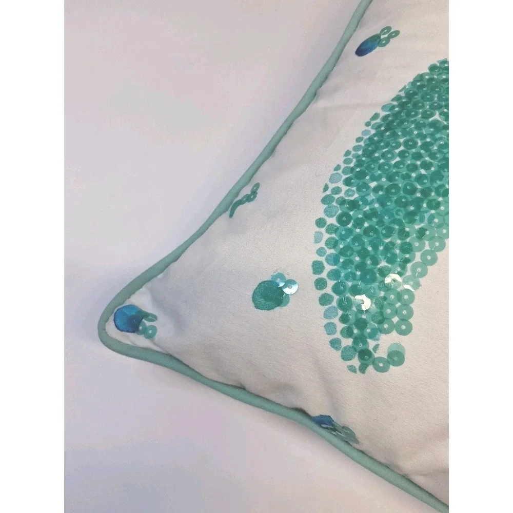 Pottery Barn Sequin Sea Turtle Pillow & Cover 2015 Summer Coastal Beach 16x16